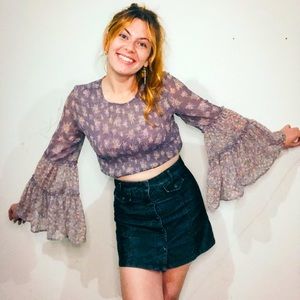 American Eagle floral bell sleeve top